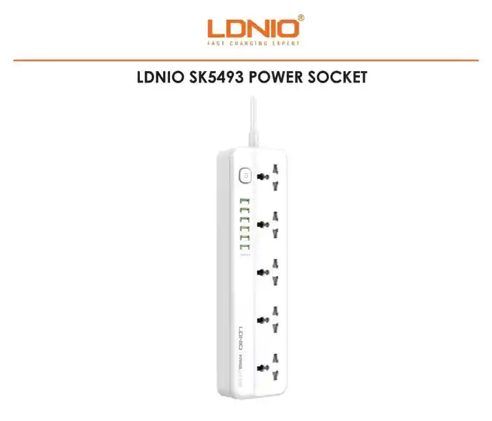 LDNIO SK5493 PD 20W QC3.0 Power Socket Usb-A Ports Phone Charger Power Socket 4 USB Ports Multi-Function Power Strip